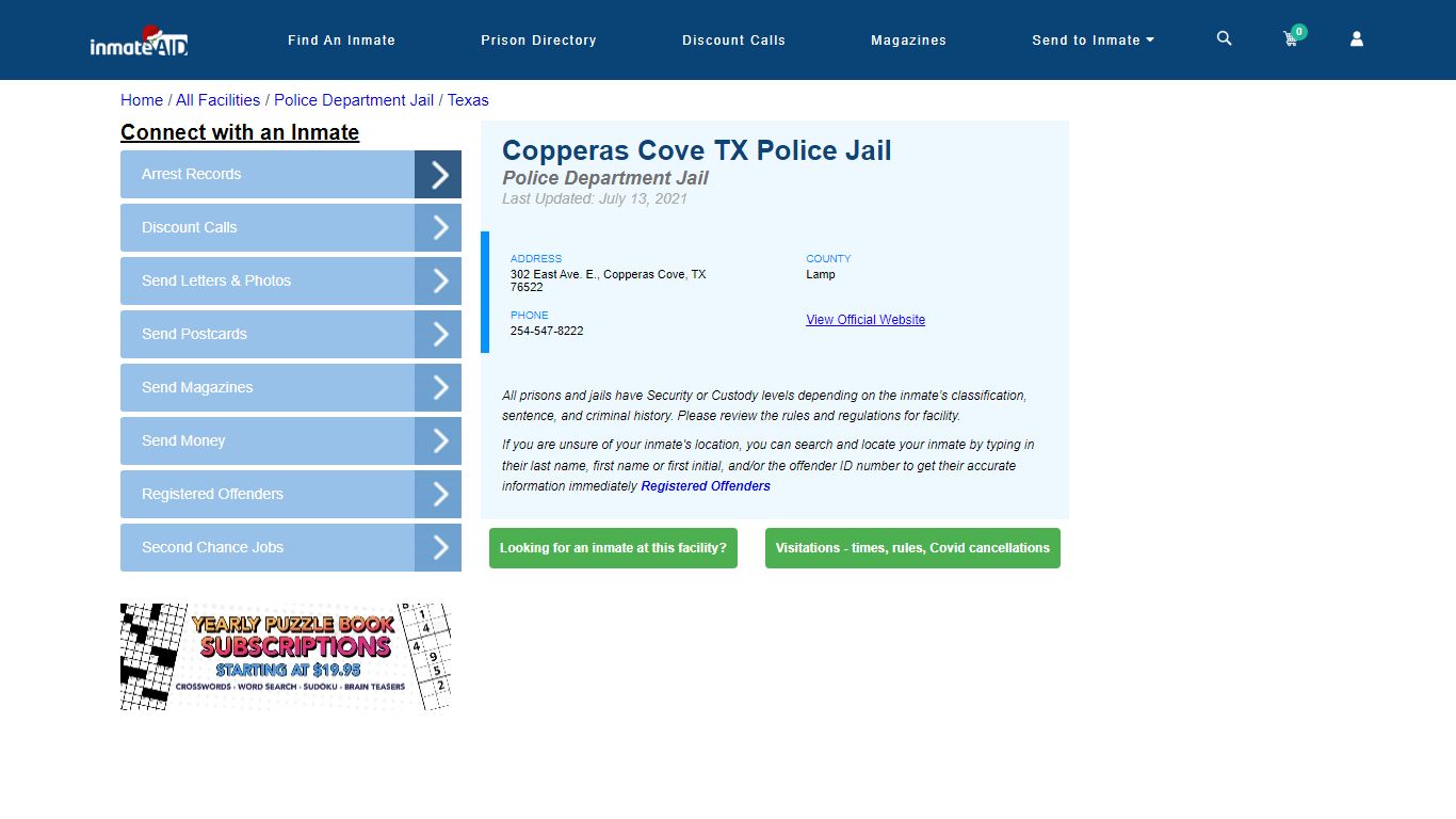 Copperas Cove TX Police Jail & Inmate Search - Copperas Cove, TX